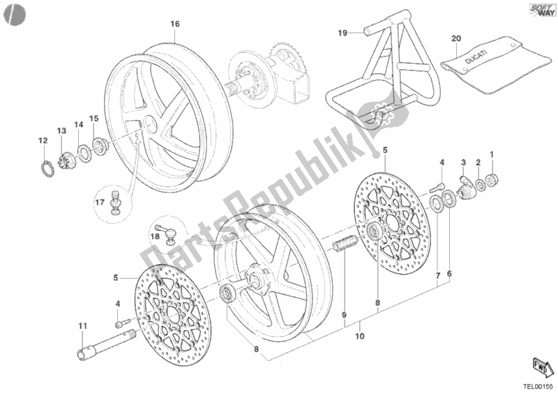 Toutes les pièces pour le Roues du Ducati Superbike 998 Matrix Single-seat 2004